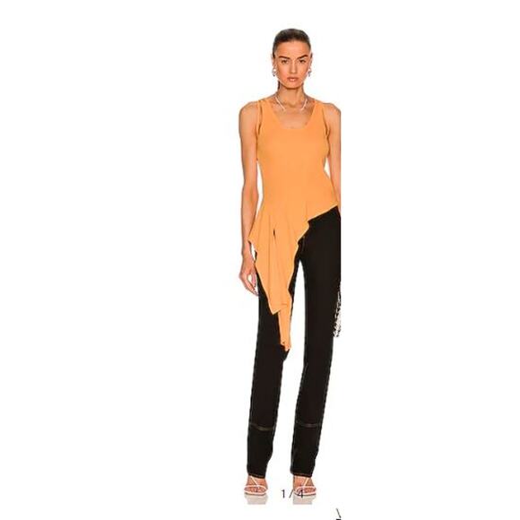 Helmut Lang Women's Asymmetric Tank TOP Apricot NWT 265 Sz XS IRRG - Picture 2 of 15